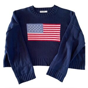 Moon& Madison Navy Blue Flag cropped Sweater size L, Cotton blend, new no tag